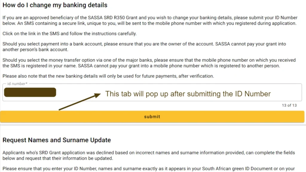 Chaning SASSA Banking Details for SRD R370